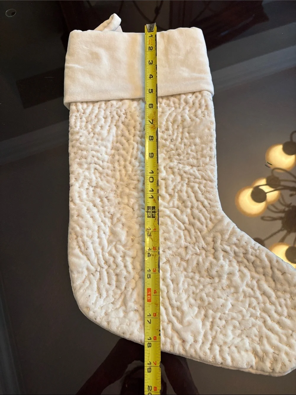 Pottery Barn Cream Quilted Holiday Stocking